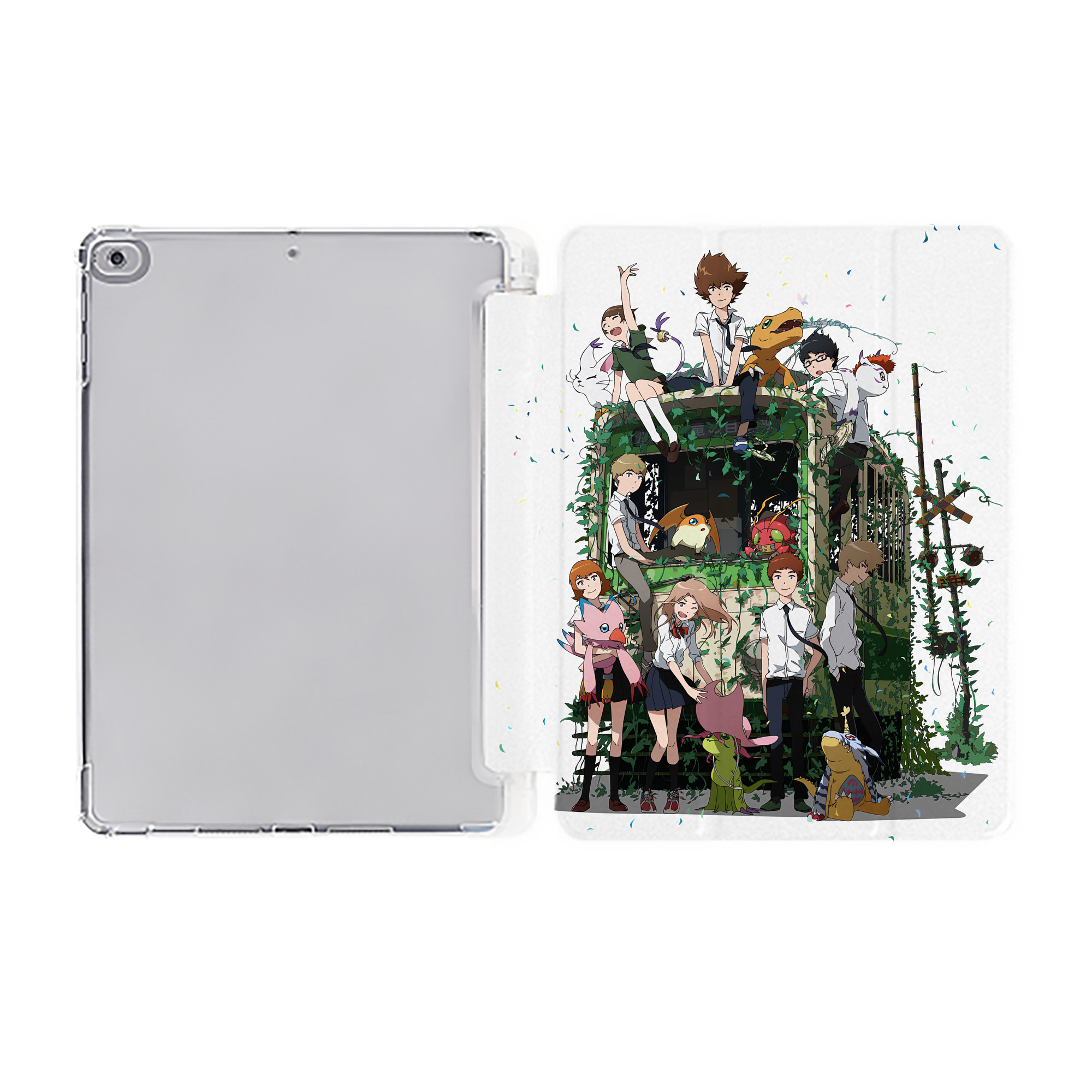 （画像用） Digimon デジタルモンスター/デジモン IPad ケース ペン収納付き 三つ折りスタンド PUレザー×シリコン 対応機種9.5/10.5/10.9インチ